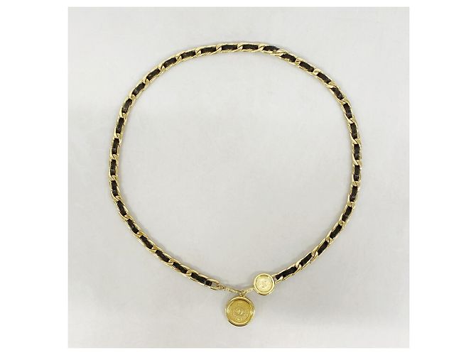 Chanel Ledergürtel mit Kette Schwarz Golden - Ansicht 7