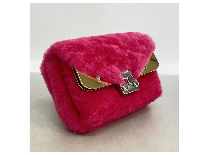 Borsa a tracolla in pelliccia Fendi Pink Monster Rosa - vista 2