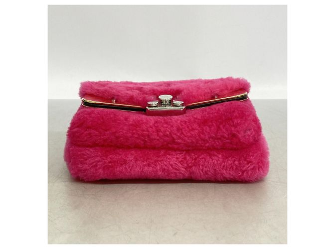 Borsa a tracolla in pelliccia Fendi Pink Monster Rosa - vista 3
