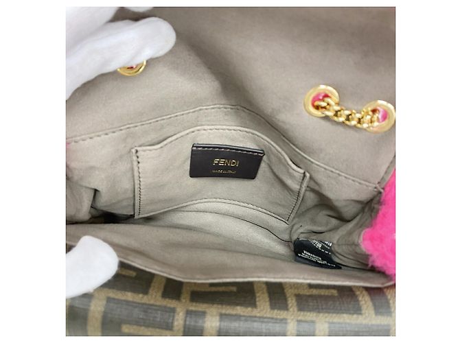 Borsa a tracolla in pelliccia Fendi Pink Monster Rosa - vista 4