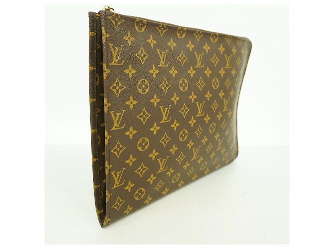 Louis Vuitton Monogram Pochette Document Clutch Bag Marrone - vista 2