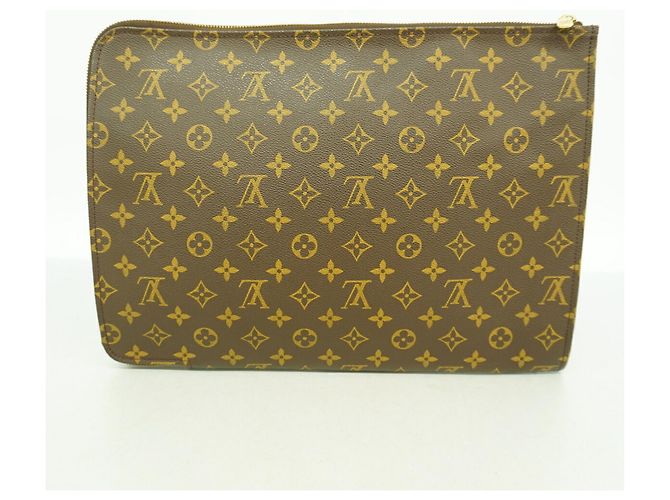Louis Vuitton Monogram Pochette Document Clutch Bag Marrone - vista 9