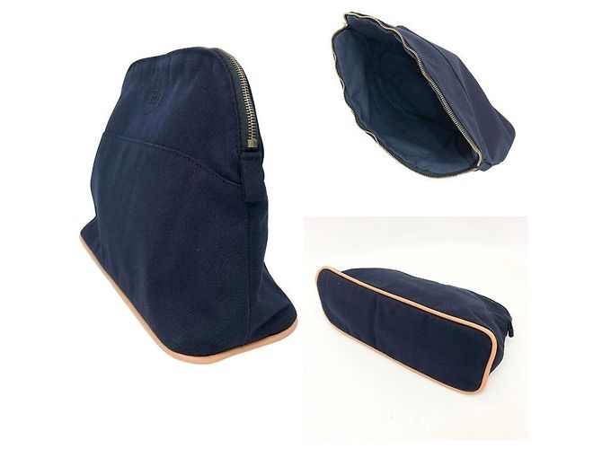Hermès Pouch Hermes Bolide MM/25 in tela di cotone Navy Blu navy - vista 2