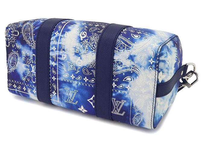Borsa a mano e a tracolla Louis Vuitton Monogram Bandana City Keepall Bianco Blu - vista 4
