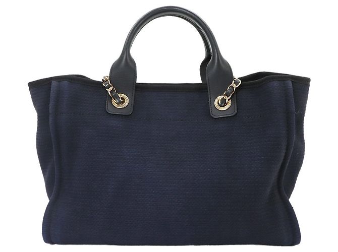 Borsa a mano Chanel Deauville Small 2-way Tote Blu navy - vista 2