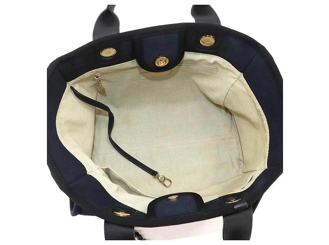 Borsa a mano Chanel Deauville Small 2-way Tote Blu navy - vista 6