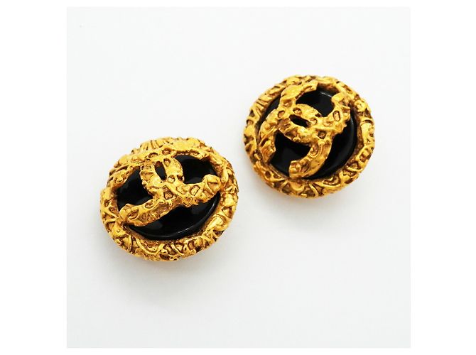 Orecchini a clip Chanel placcati oro e neri Nero D'oro - vista 2