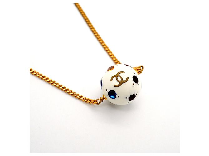 Collana Chanel Coco Mark Ball Bianco Multicolore D'oro - vista 2