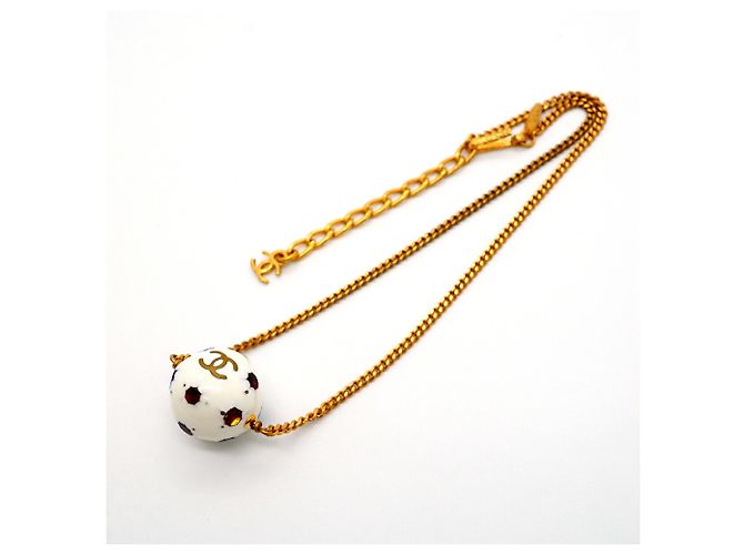 Collana Chanel Coco Mark Ball Bianco Multicolore D'oro - vista 3