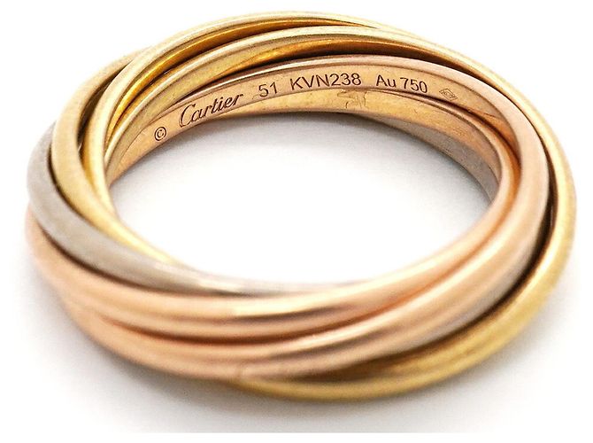 Anello Cartier Trinity in oro giallo bianco e rosa - vista 4