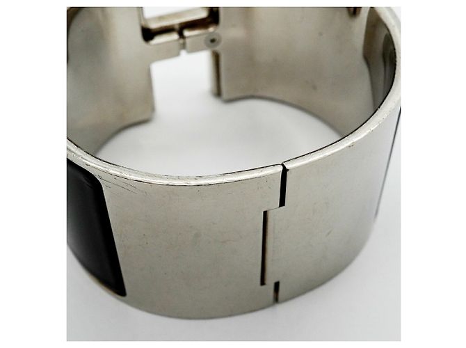 Bracciale Hermès Clic Clac TGM Nero Argento - vista 10