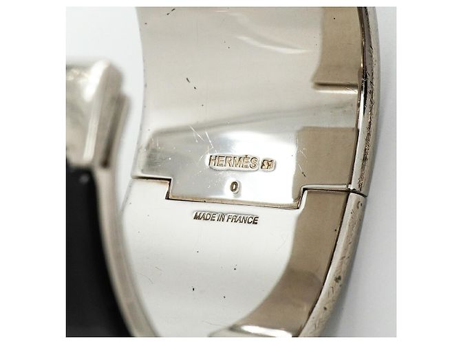 Bracciale Hermès Clic Clac TGM Nero Argento - vista 5