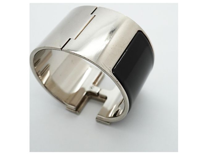 Bracciale Hermès Clic Clac TGM Nero Argento - vista 8