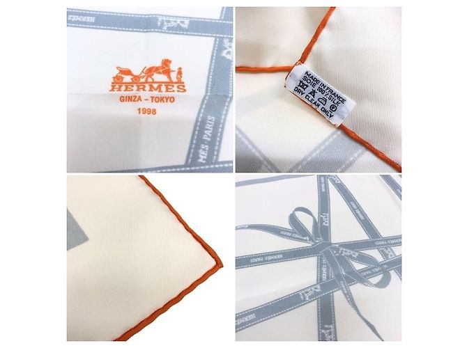 Hermès Foulard di seta Hermes Carre 90 Marrone Bianco Arancione Bianco sporco - vista 2