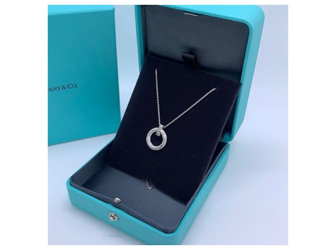 Collana Tiffany & Co. T1 Narrow Circular in Oro Bianco e Diamanti Argento - vista 3