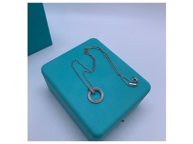 Collana Tiffany & Co. T1 Narrow Circular in Oro Bianco e Diamanti Argento - vista 6