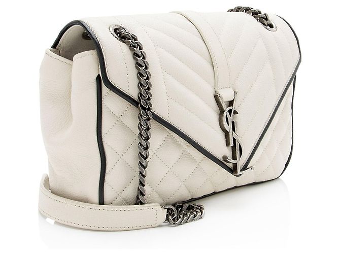 Borsa a tracolla Soft Medium in pelle di vitello matelassé con monogramma Saint Laurent Nero - vista 2