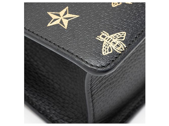 Gucci Calfskin Bee & Star Sylvie Mini Top Handle Nero - vista 10