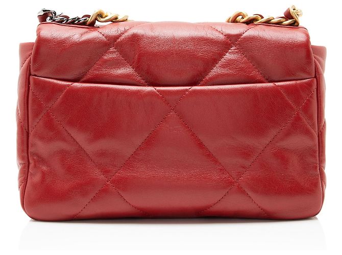 Gabrielle Borsa a tracolla Chanel 19 Medium Flap in pelle di agnello Rosso - vista 3