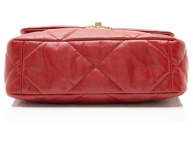 Gabrielle Borsa a tracolla Chanel 19 Medium Flap in pelle di agnello Rosso - vista 4
