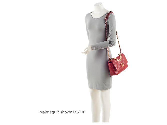 Gabrielle Borsa a tracolla Chanel 19 Medium Flap in pelle di agnello Rosso - vista 5