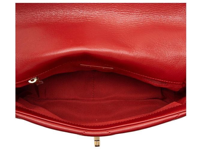 Gabrielle Borsa a tracolla Chanel 19 Medium Flap in pelle di agnello Rosso - vista 7