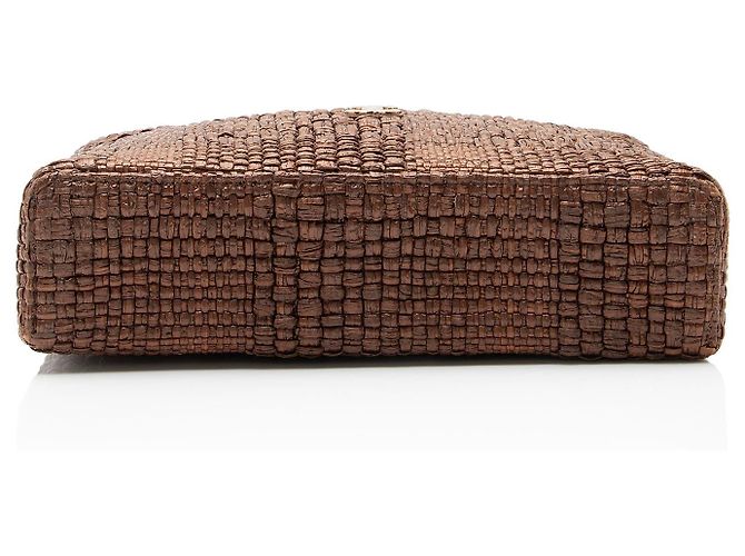 Chanel Vanity Case Slim com alça de mão em ráfia trançada Marrom - vista 4