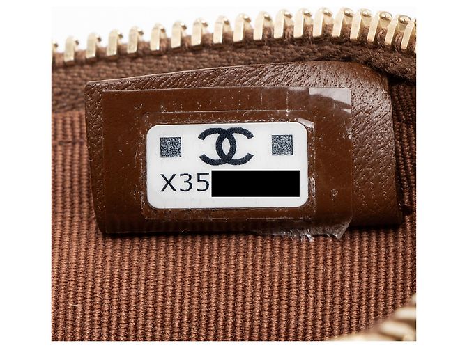 Chanel Vanity Case Slim com alça de mão em ráfia trançada Marrom - vista 6