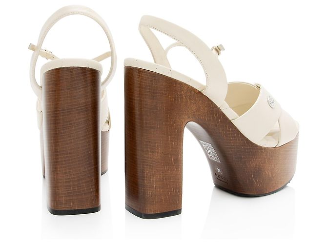 Sandali platform Charlotte in pelle Nappa Gucci - Size 9 / 39 Marrone - vista 3