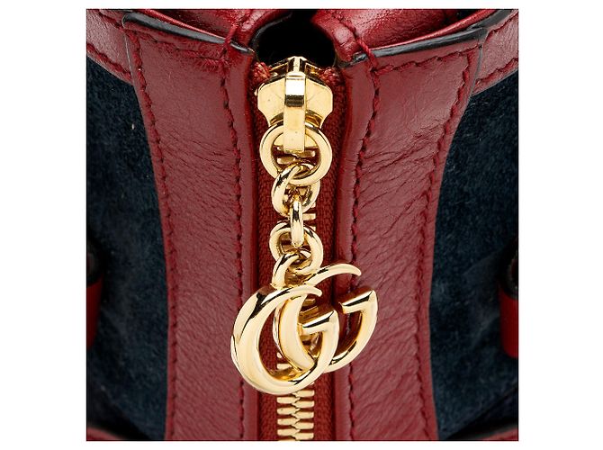 Borsa Tote Piccola Gucci Ophidia in Suede Blu - vista 10