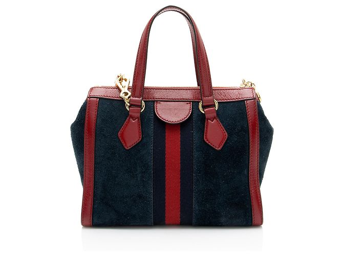 Borsa Tote Piccola Gucci Ophidia in Suede Blu - vista 3
