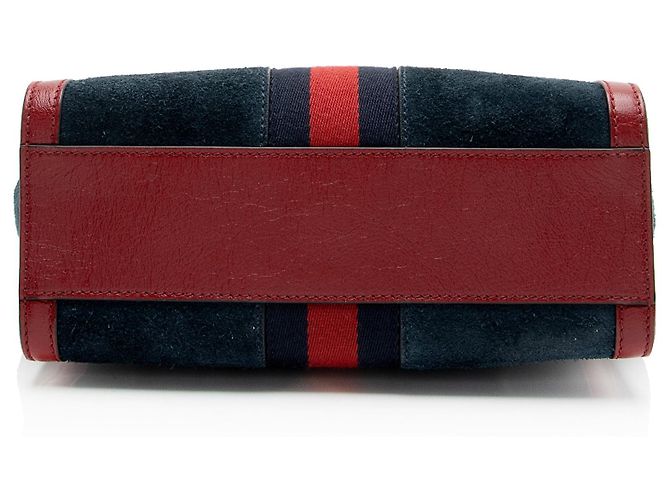 Borsa Tote Piccola Gucci Ophidia in Suede Blu - vista 4