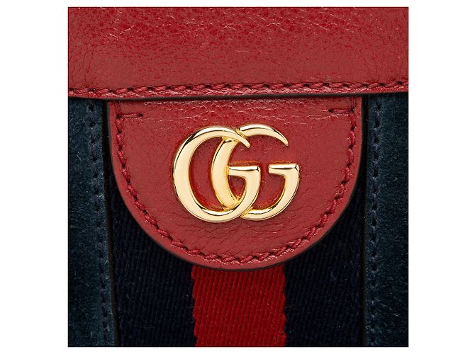 Borsa Tote Piccola Gucci Ophidia in Suede Blu - vista 9