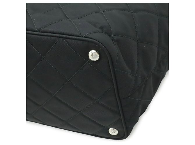 Borsa a tracolla con catena Prada Tessuto Nero - vista 3
