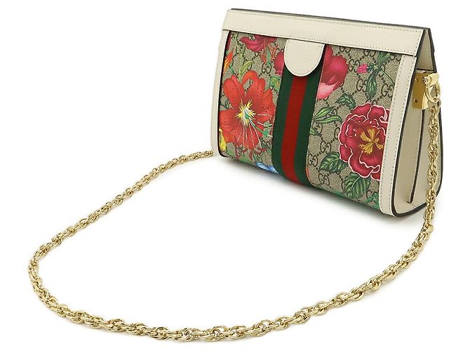 Borsa a tracolla con catena Gucci Ophidia GG Flora Multicolore - vista 2
