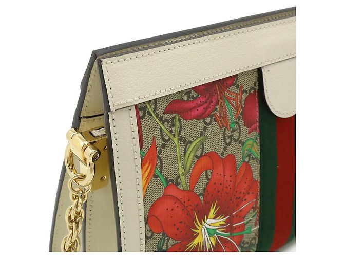 Borsa a tracolla con catena Gucci Ophidia GG Flora Multicolore - vista 4