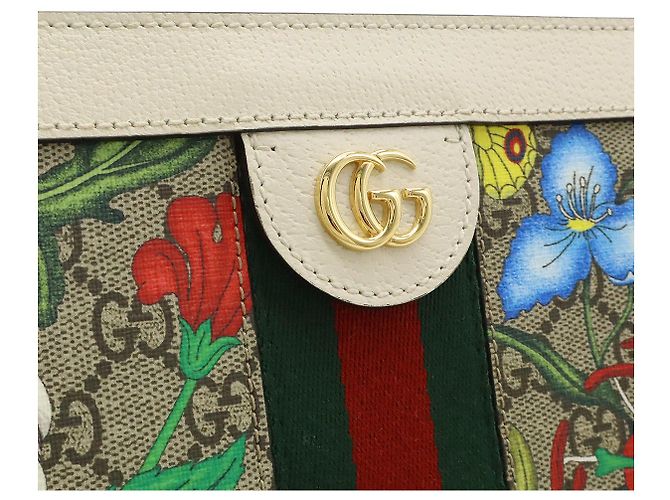 Borsa a tracolla con catena Gucci Ophidia GG Flora Multicolore - vista 7