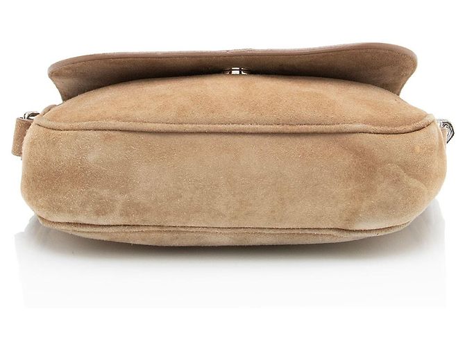 Saint Laurent Suede Kim Crossbody Marrone Beige - vista 4