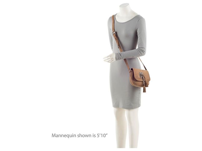 Saint Laurent Suede Kim Crossbody Marrone Beige - vista 5
