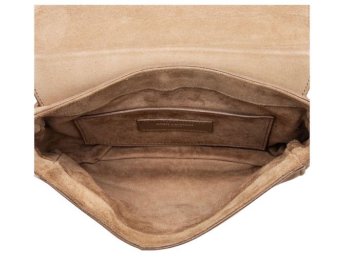Saint Laurent Suede Kim Crossbody Marrone Beige - vista 7