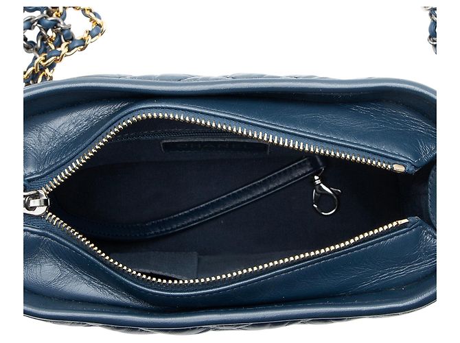 Chanel Chevron Aged Calfskin Gabrielle Small Hobo Blu - vista 7