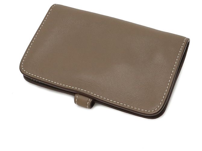 Hermès Monedero Hermes Dogon Castaño Beige - vista 2