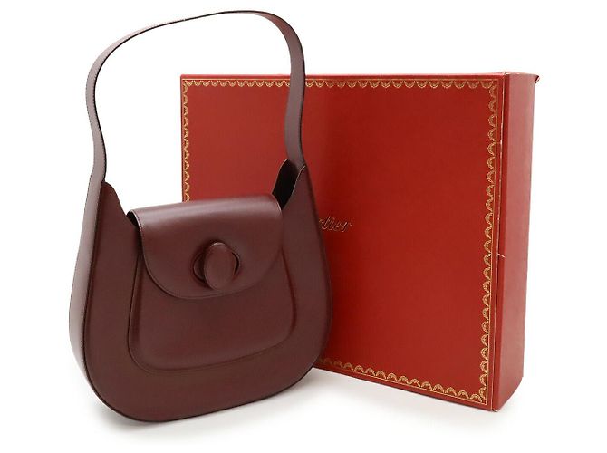 Borsa a tracolla Cartier in pelle marrone - vista 9