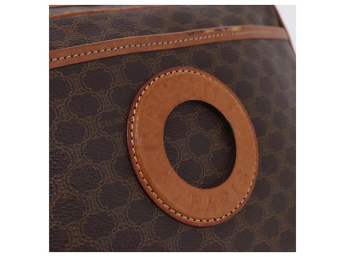 Céline CELINE Macadam Canvas Circle Shoulder Bag PVC Leather Brown Gold - vista 15