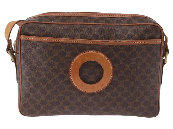 Céline CELINE Macadam Canvas Circle Shoulder Bag PVC Leather Brown Gold - vista 2