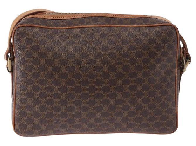 Céline CELINE Macadam Canvas Circle Shoulder Bag PVC Leather Brown Gold - vista 3