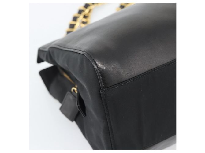 PRADA Bolso de hombro con cadena de piel negro y dorado - vista 14
