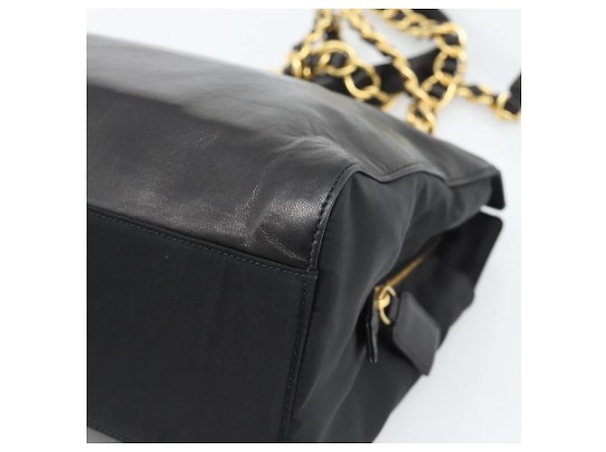 PRADA Bolso de hombro con cadena de piel negro y dorado - vista 15