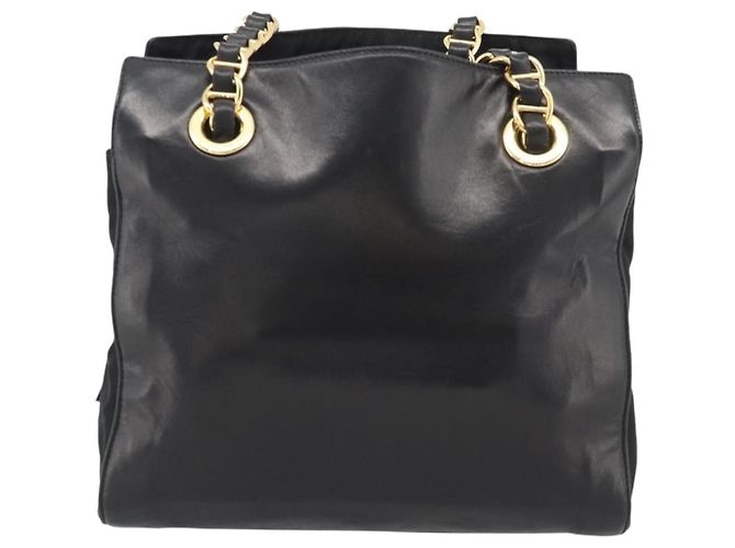 PRADA Bolso de hombro con cadena de piel negro y dorado - vista 2