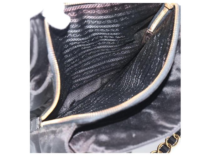 PRADA Bolso de hombro con cadena de piel negro y dorado - vista 24